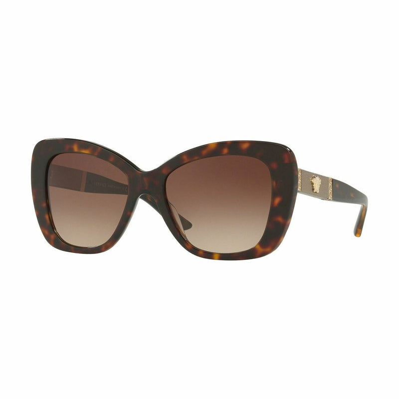 Versace VE4305Q-108/13 Dark Havana Oversize Plastic Gradient Brown Lens Women's Sunglasses