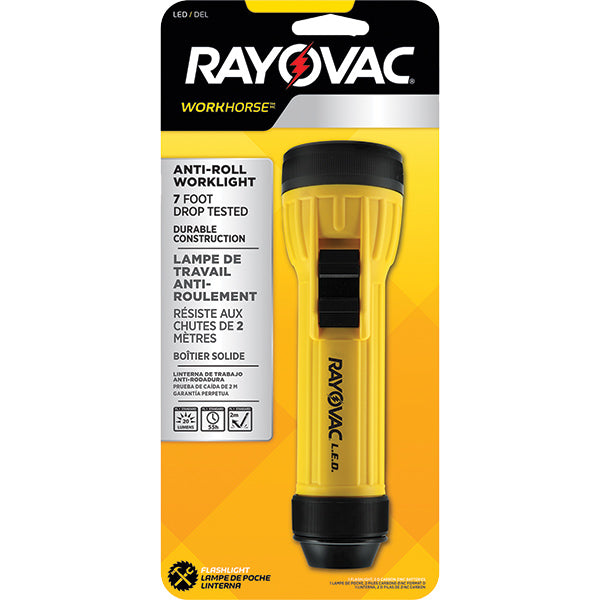 Rayovac® Workhorse™ 2D LED Hanging Ring Flashlight, Yellow, 1/Each