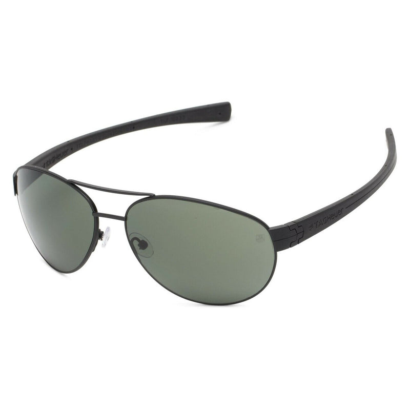 TAG Heuer 0253-301 LRS Black Rectangular Green Outdoor Lens Sunglasses